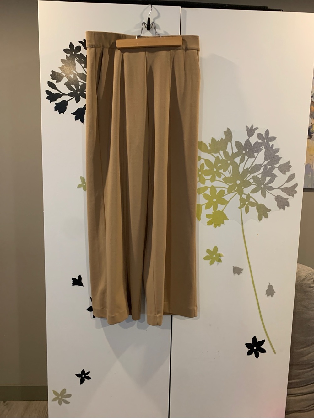 Halston Heritage tan/camel wide-leg pleated trousers